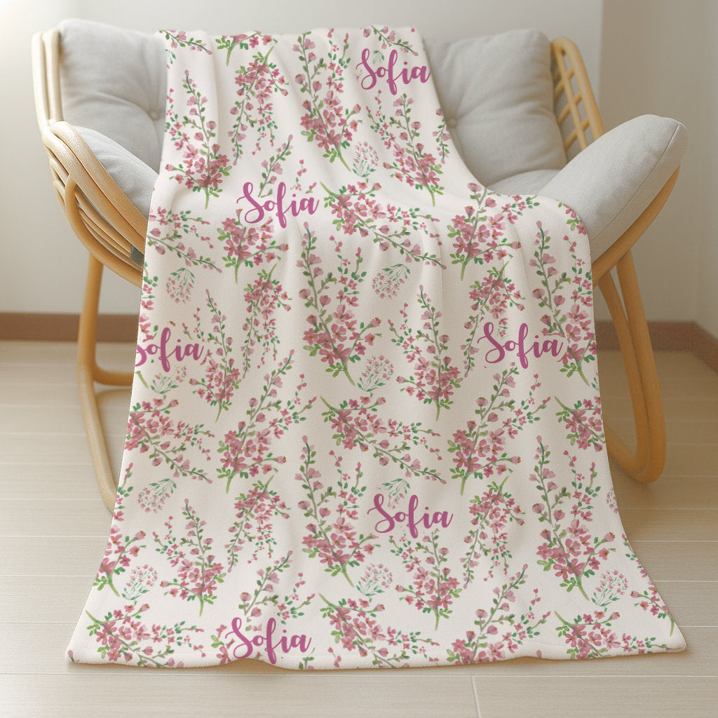 Floral Print Personalized Baby Blanket