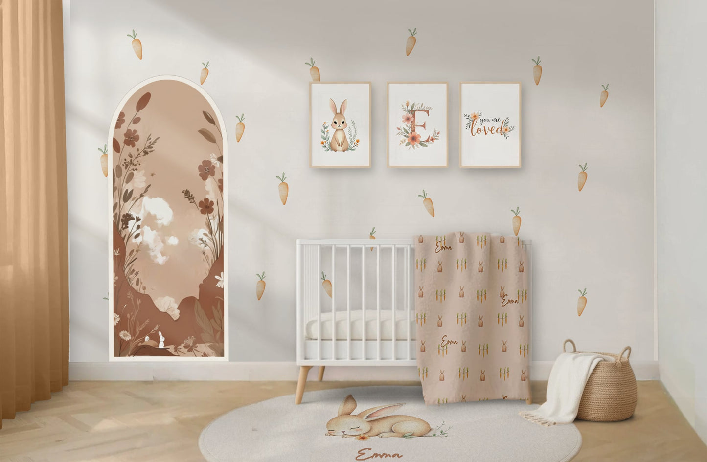 Soft Baby Rug with Name – Sleeping Bunny Playmat
