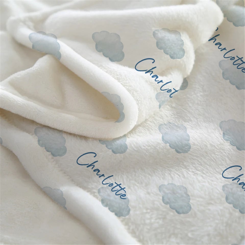 Couverture bébé personnalisée Forêt d'hiver – Nom brodé personnalisé, couverture douce pour bébé, cadeau pour nouveau-né et décoration de chambre d'enfant)