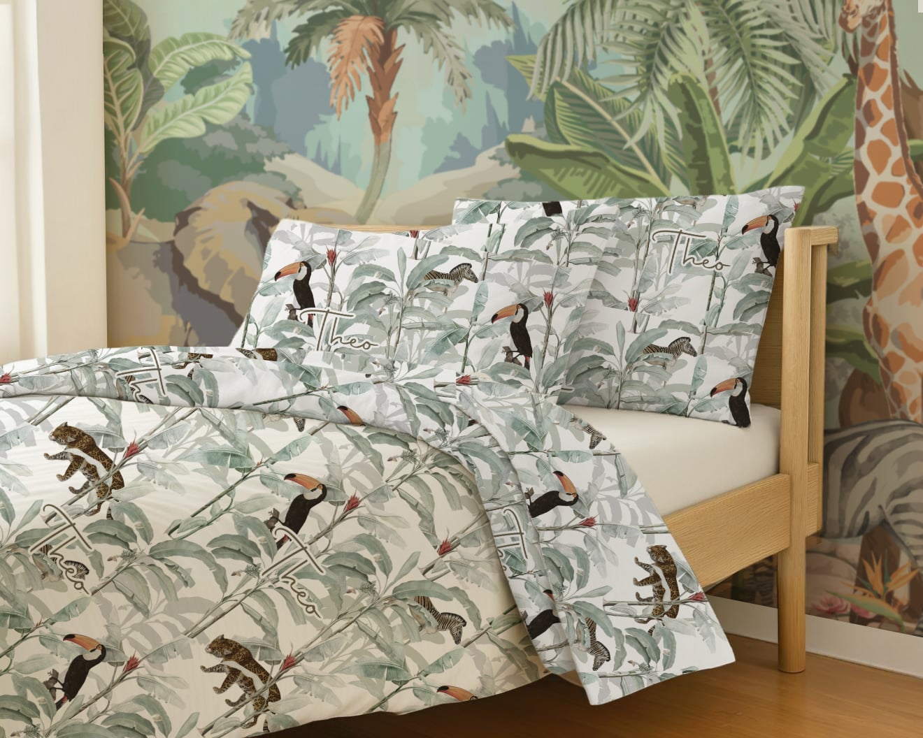 Jungle Personalized Kids Bedding Set – Toddler & Junior Sizes