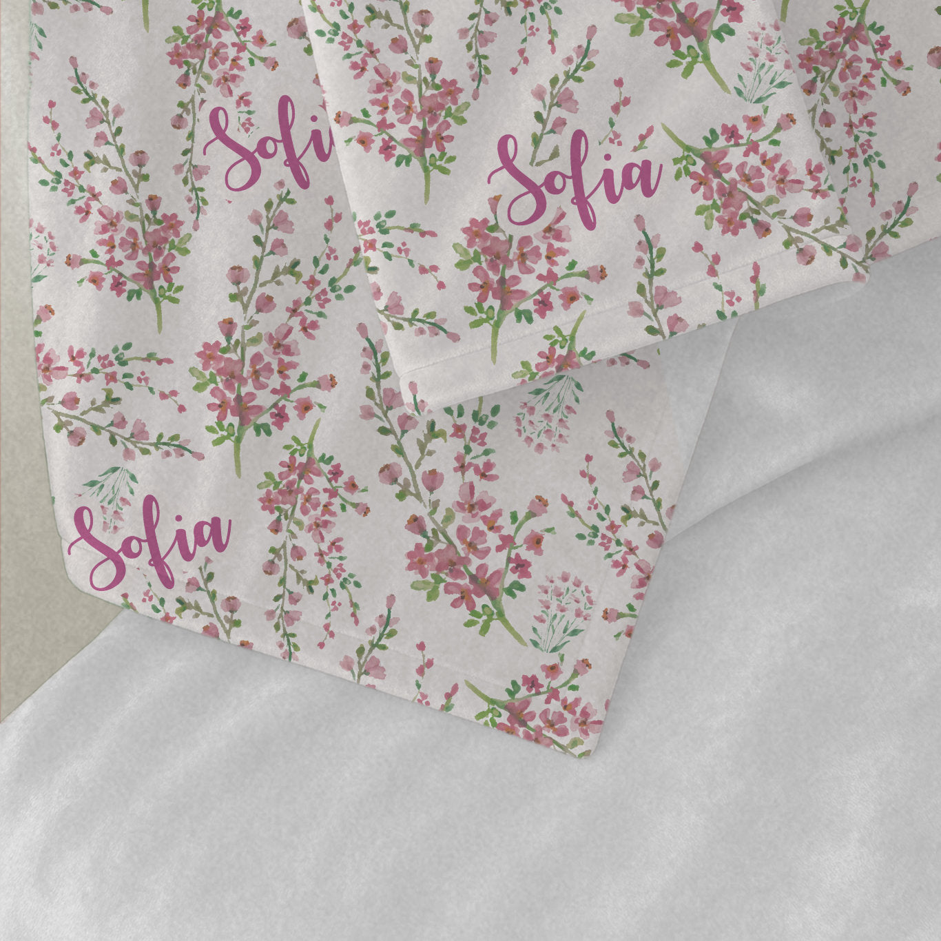 Floral Print Personalized Baby Blanket