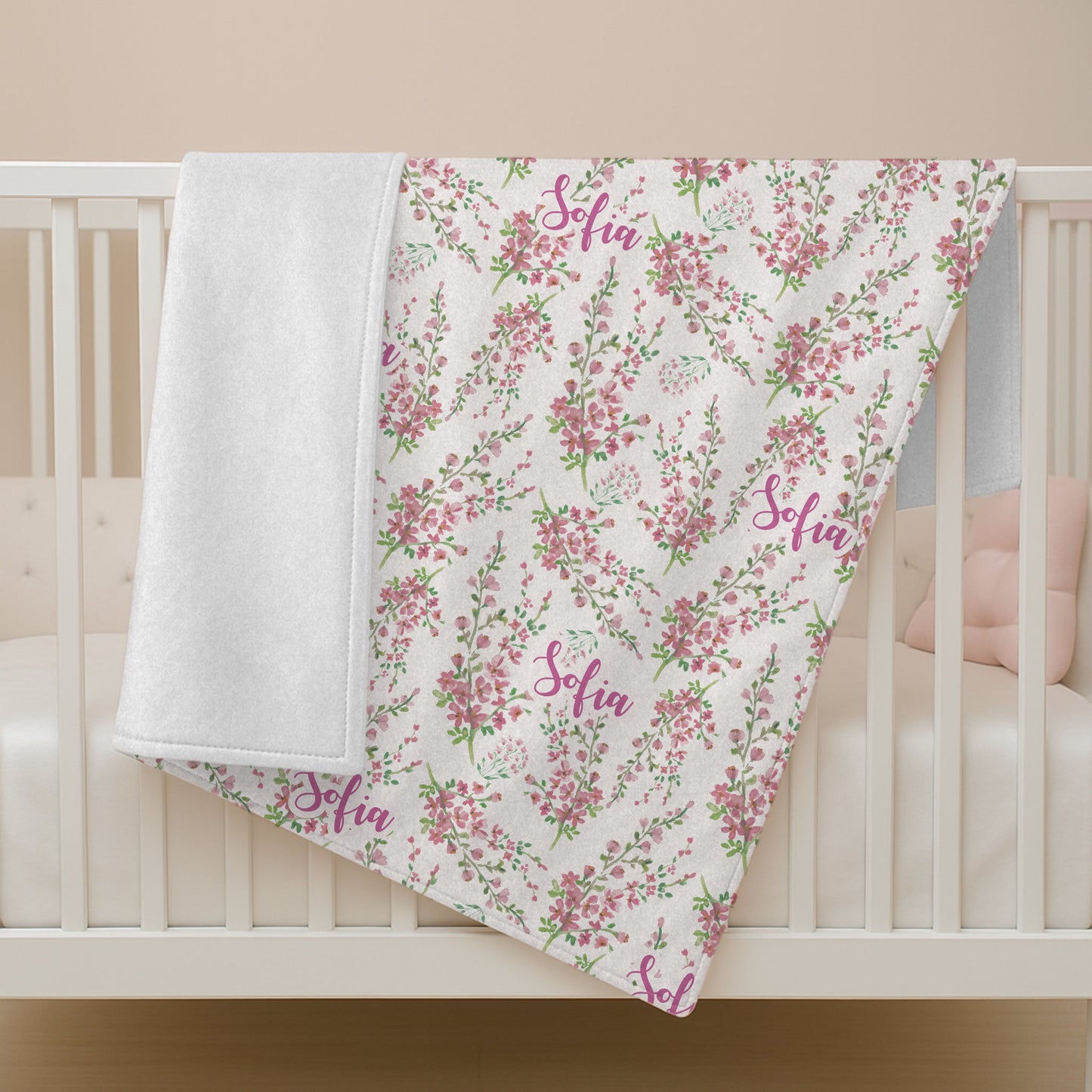 Floral Print Personalized Baby Blanket