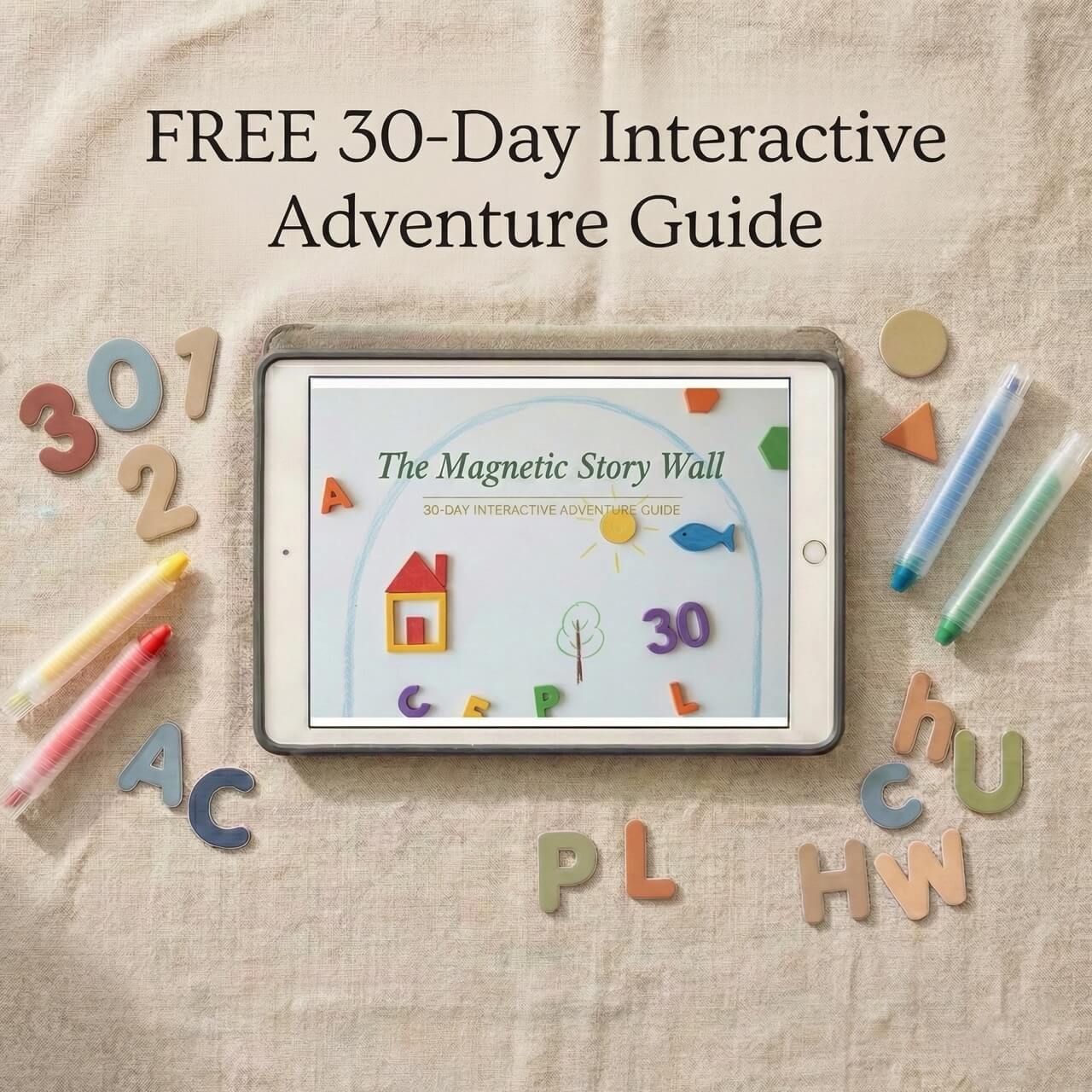 Free 30-day interactive adventure guide for magnetic story wall