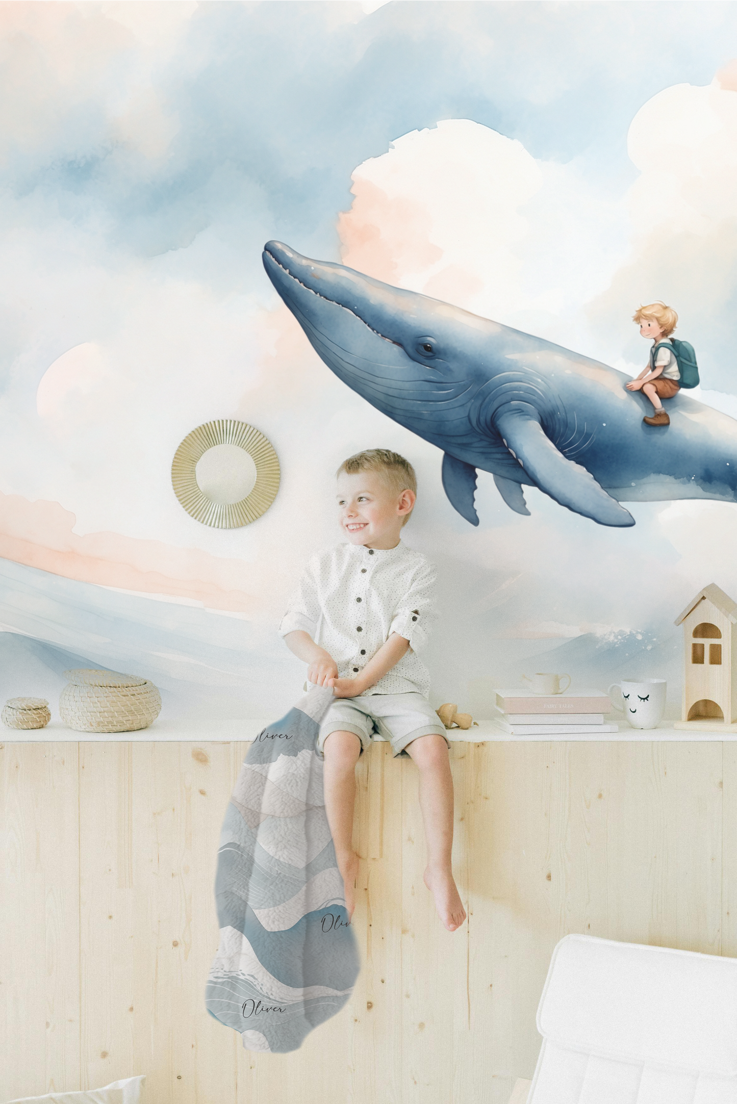 Couverture bébé personnalisée Forêt d'hiver – Nom brodé personnalisé, couverture douce pour bébé, cadeau pour nouveau-né et décoration de chambre d'enfant)