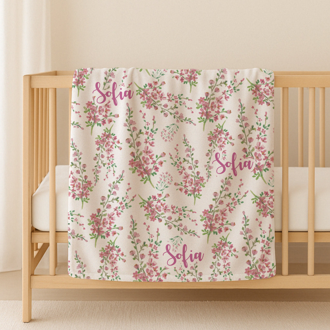 Floral Print Personalized Baby Blanket