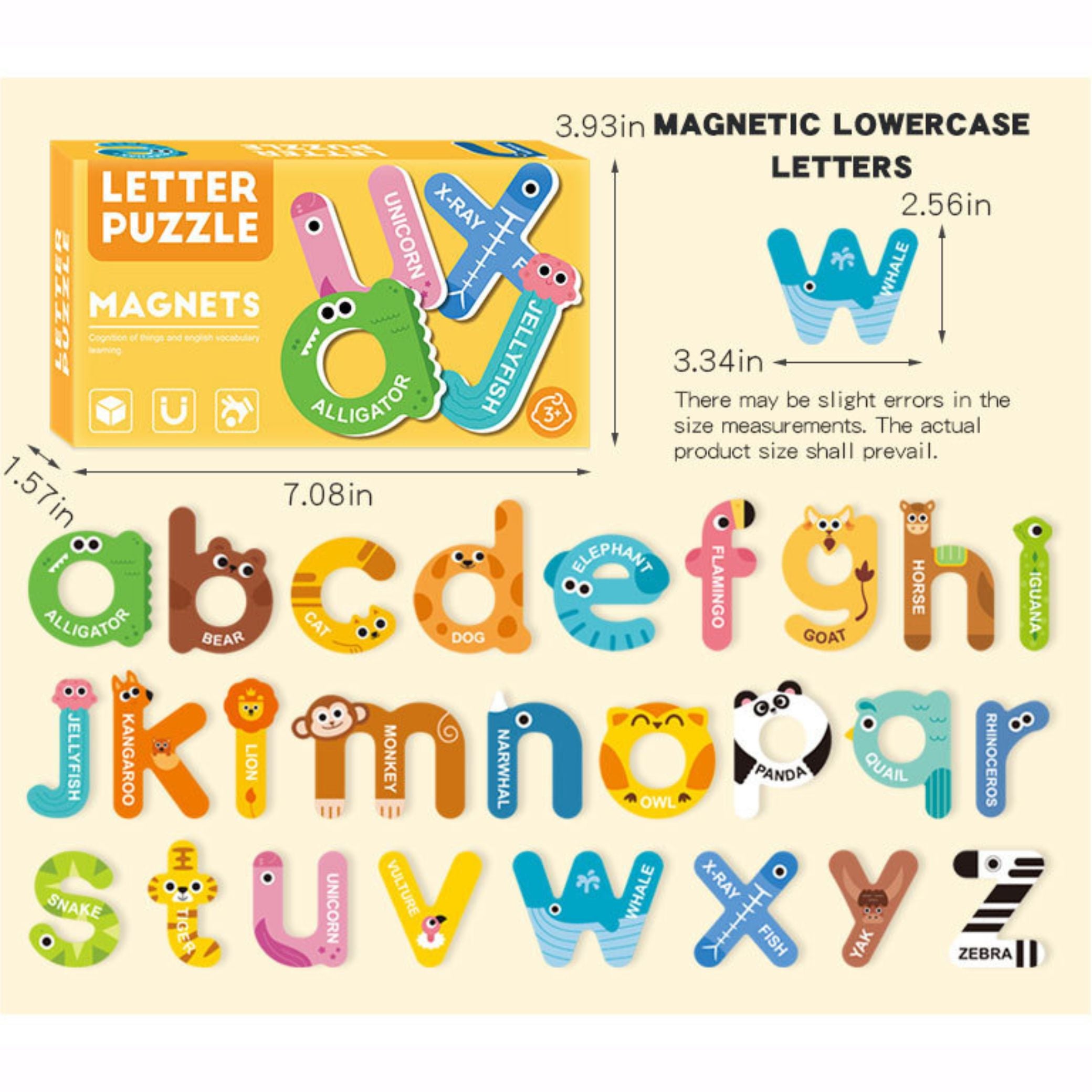 Lowercase letter Puzzle Magnets