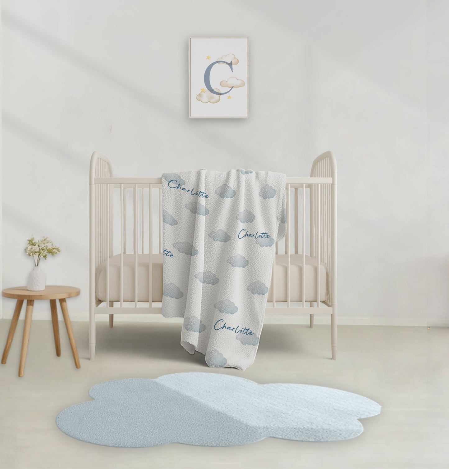 Couverture bébé personnalisée Forêt d&#39;hiver – Nom brodé personnalisé, couverture douce pour bébé, cadeau pour nouveau-né et décoration de chambre d&#39;enfant)