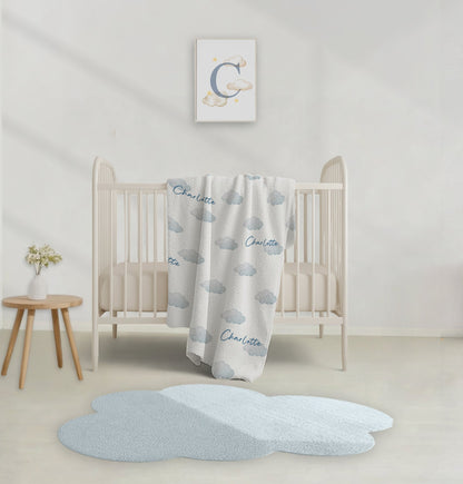 Couverture bébé personnalisée Forêt d&#39;hiver – Nom brodé personnalisé, couverture douce pour bébé, cadeau pour nouveau-né et décoration de chambre d&#39;enfant)