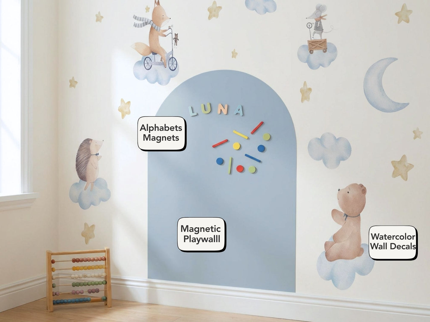 The Dreamy Cloud Animals Collection | Personalized Magnetic Playwall Bundle