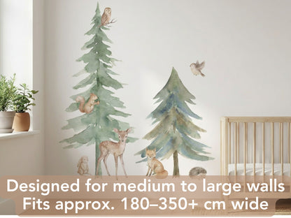 Woodland Rainbow Watercolor Wall Decals — Peel & Stick (Easy removable)