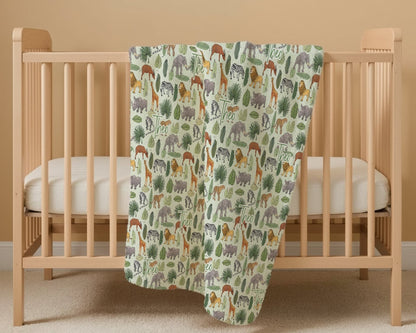 Personalisierte Babydecke Winterwald – individuell bestickter Name, weiche Babydecke, Geschenk für Neugeborene und Kinderzimmerdekoration)