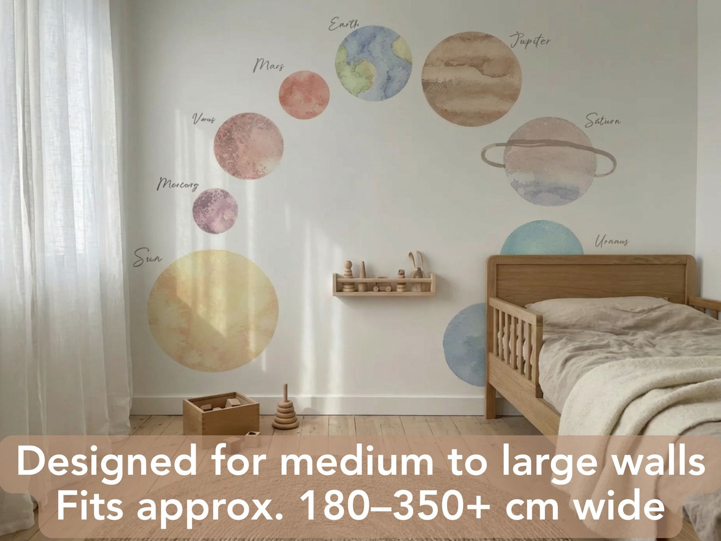 Space Watercolor Wall Decals — Peel & Stick (Easy removable)