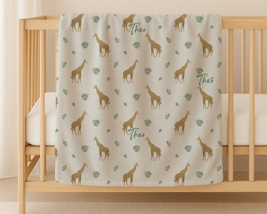 Personalisierte Babydecke Winterwald – individuell bestickter Name, weiche Babydecke, Geschenk für Neugeborene und Kinderzimmerdekoration)