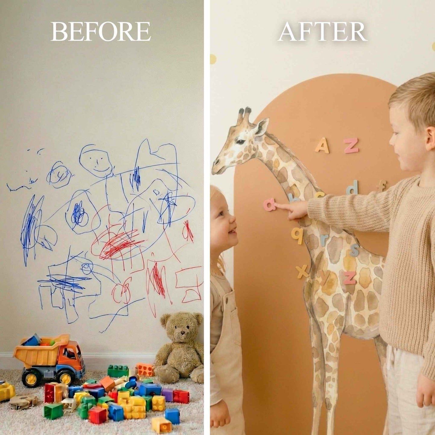 Monkey & Giraffe Friends - The Magnetic Story Wall™ – Personalized Interactive Playwall for Kids