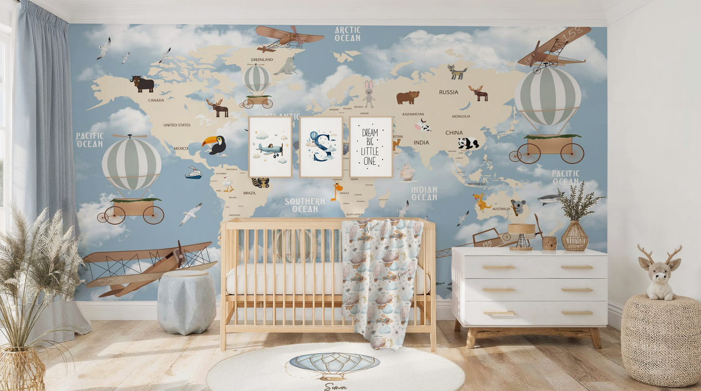 Map Nursery Wallpaper Peel & Stick