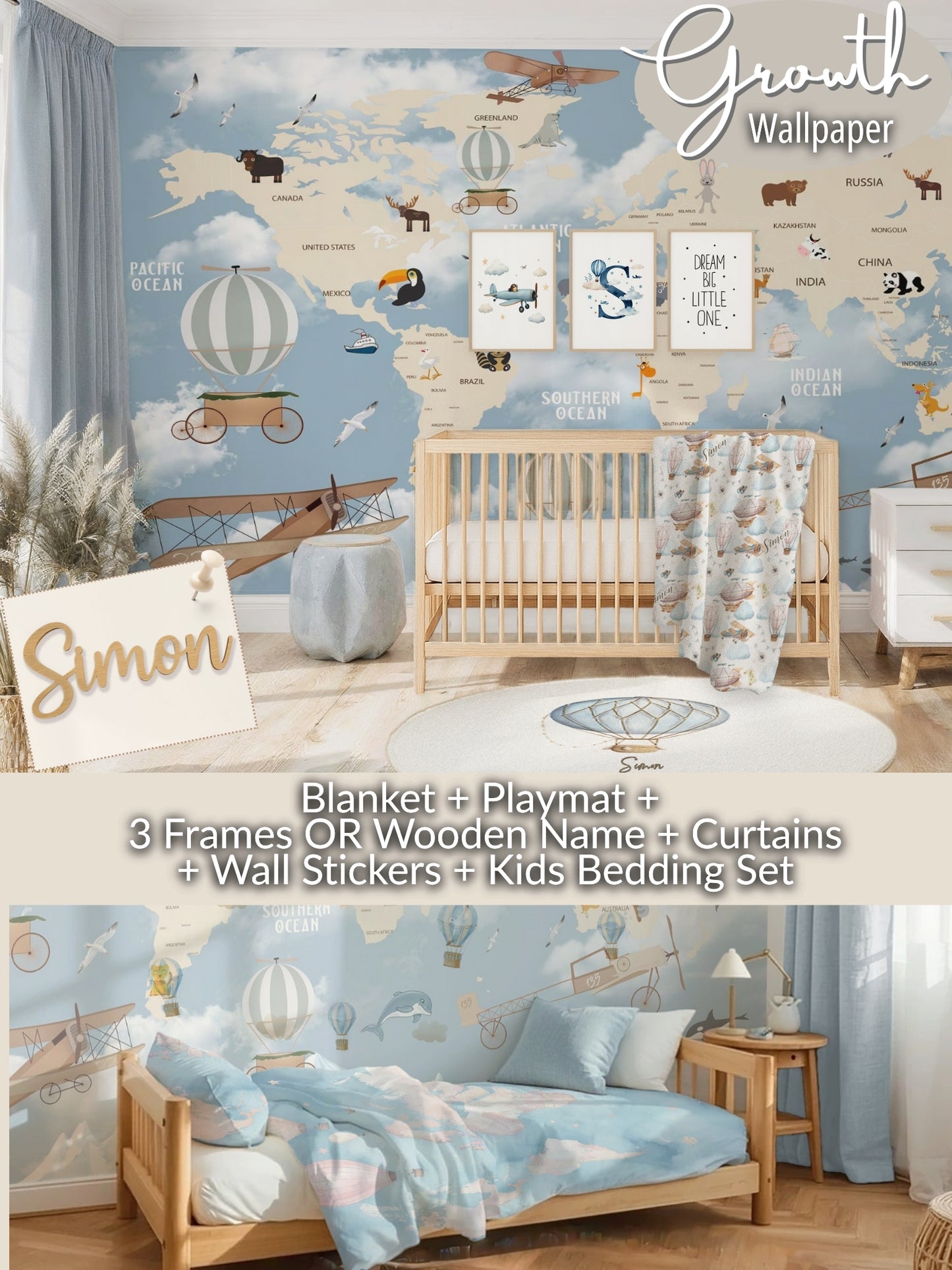 World Map Nursery Set