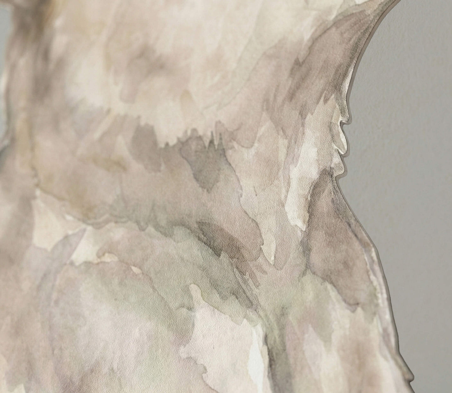 Close-up view of the premium finish on our watercolor bear wall sticker, highlighting the soft painted effect, smooth edges, and high-quality material designed to blend seamlessly with nursery walls.