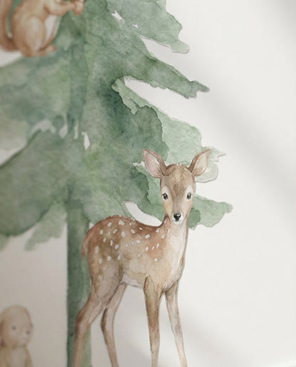 Woodland Rainbow Watercolor Wall Decals — Peel & Stick (Easy removable)