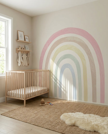 Watercolor Pink Rainbow Wall Decals — Peel & Stick (Easy removable)