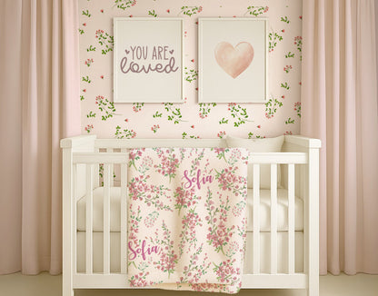 Floral Print Personalized Baby Blanket