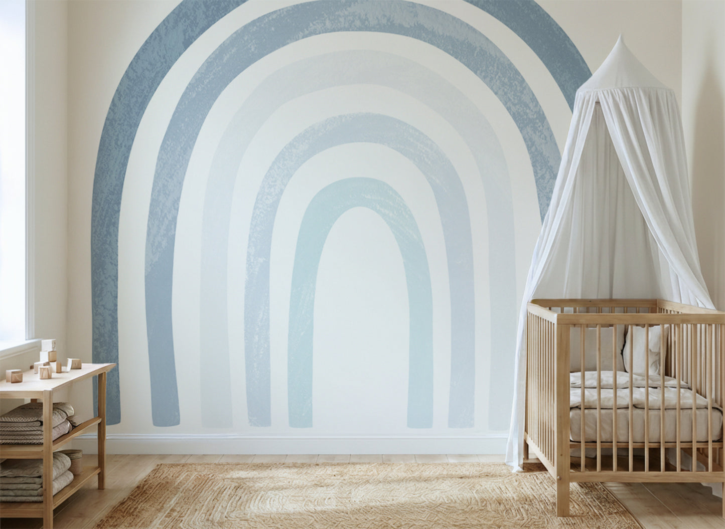 Calm Blue Rainbow Watercolor Wall Decals — Peel & Stick (Easy removable)