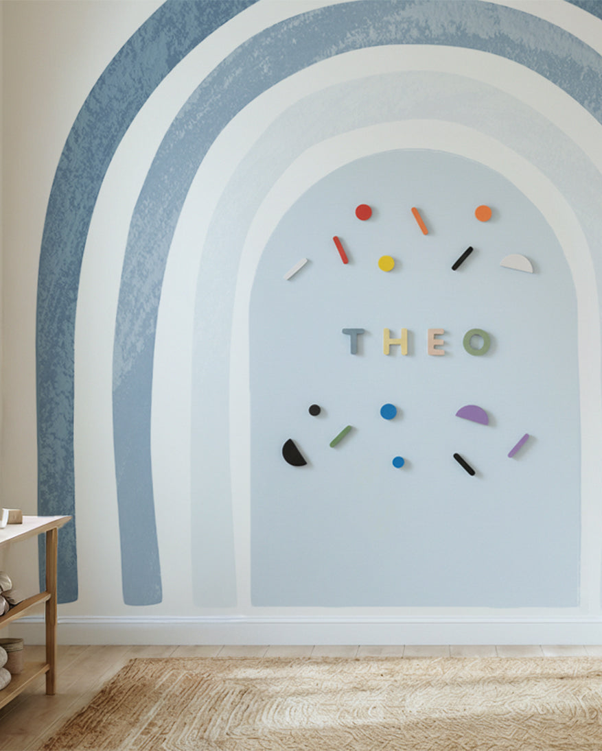 Calm Blue Rainbow Watercolor Wall Decals — Peel & Stick (Easy removable)