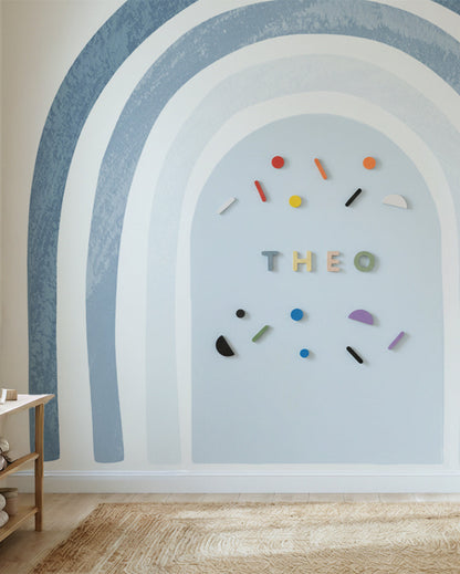 Calm Blue Rainbow Watercolor Wall Decals — Peel & Stick (Easy removable)