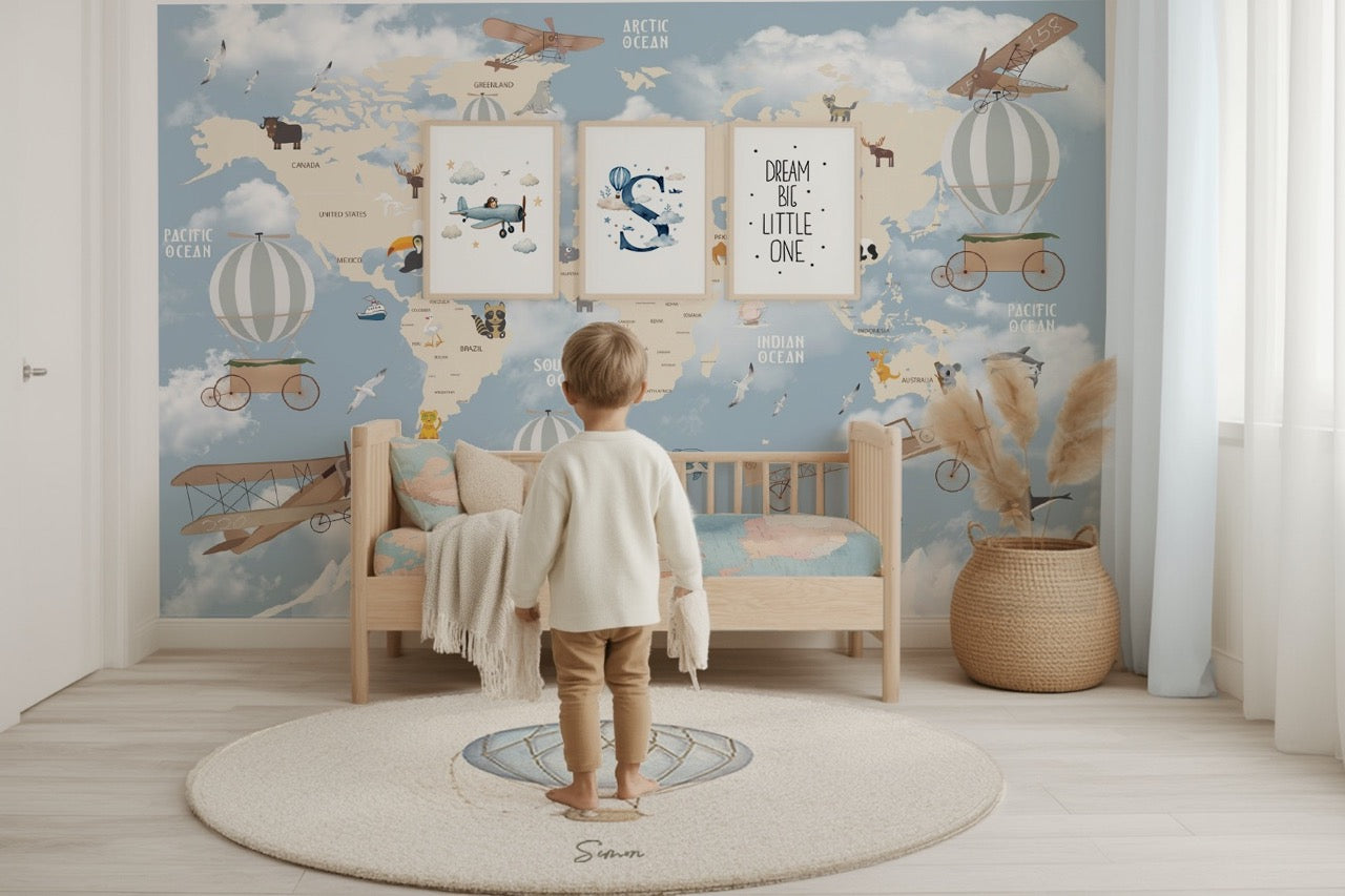 World Map Nursery Set