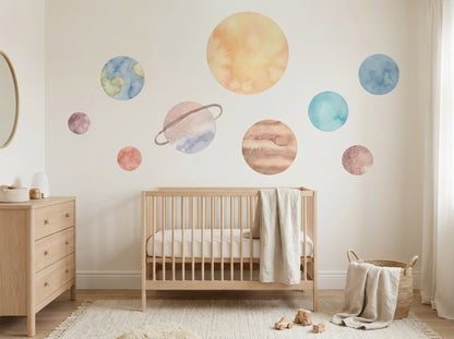 Space Watercolor Wall Decals — Peel & Stick (Easy removable)