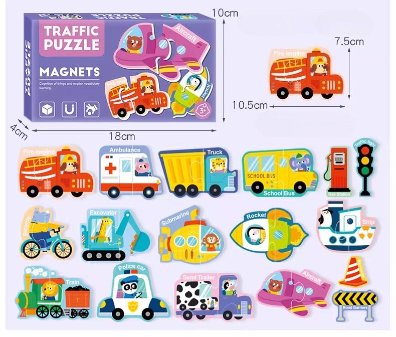 Magnetic Puzzle - Transport Theme