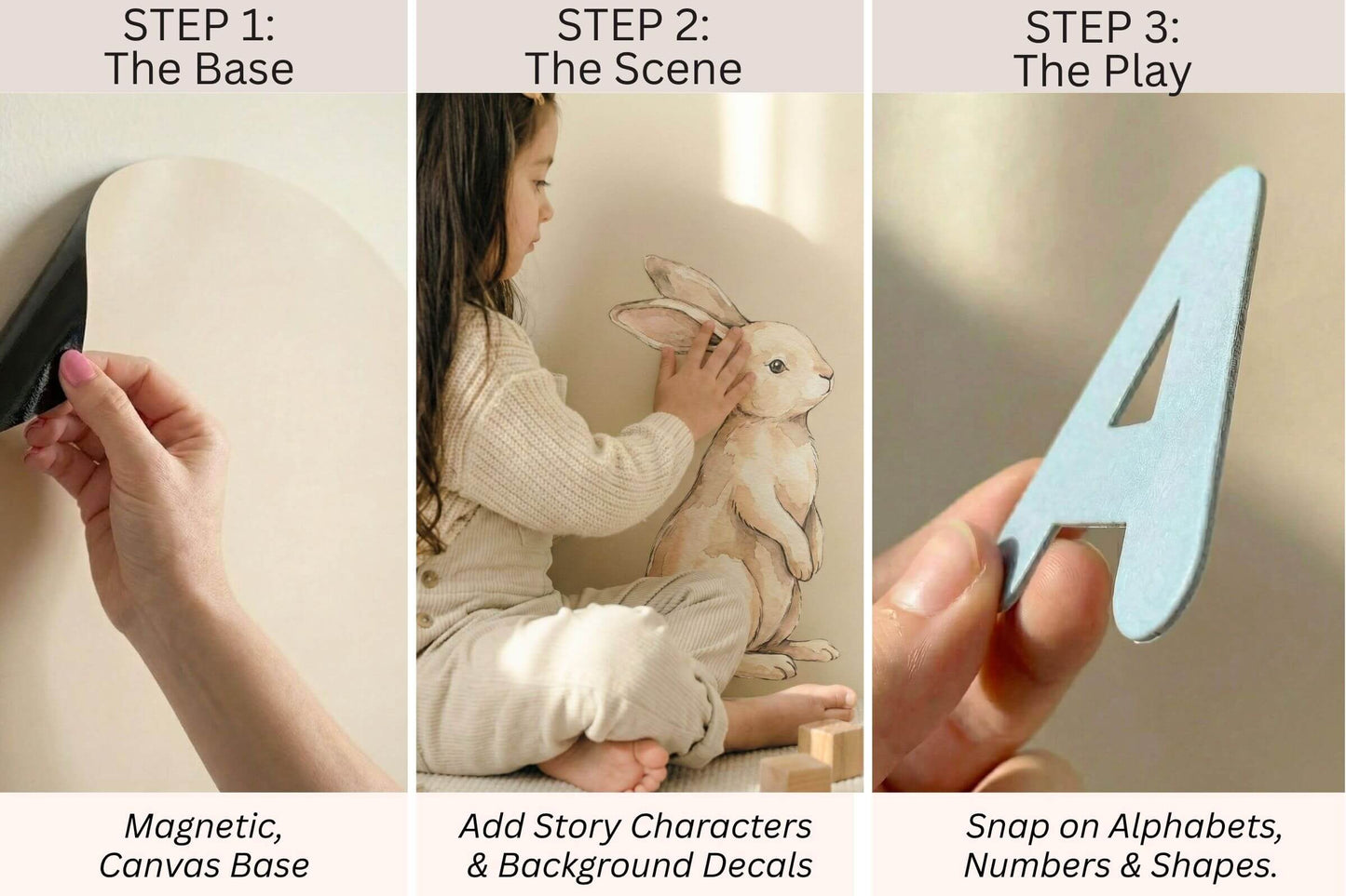 How the magnetic playwall works – base, scene and play steps