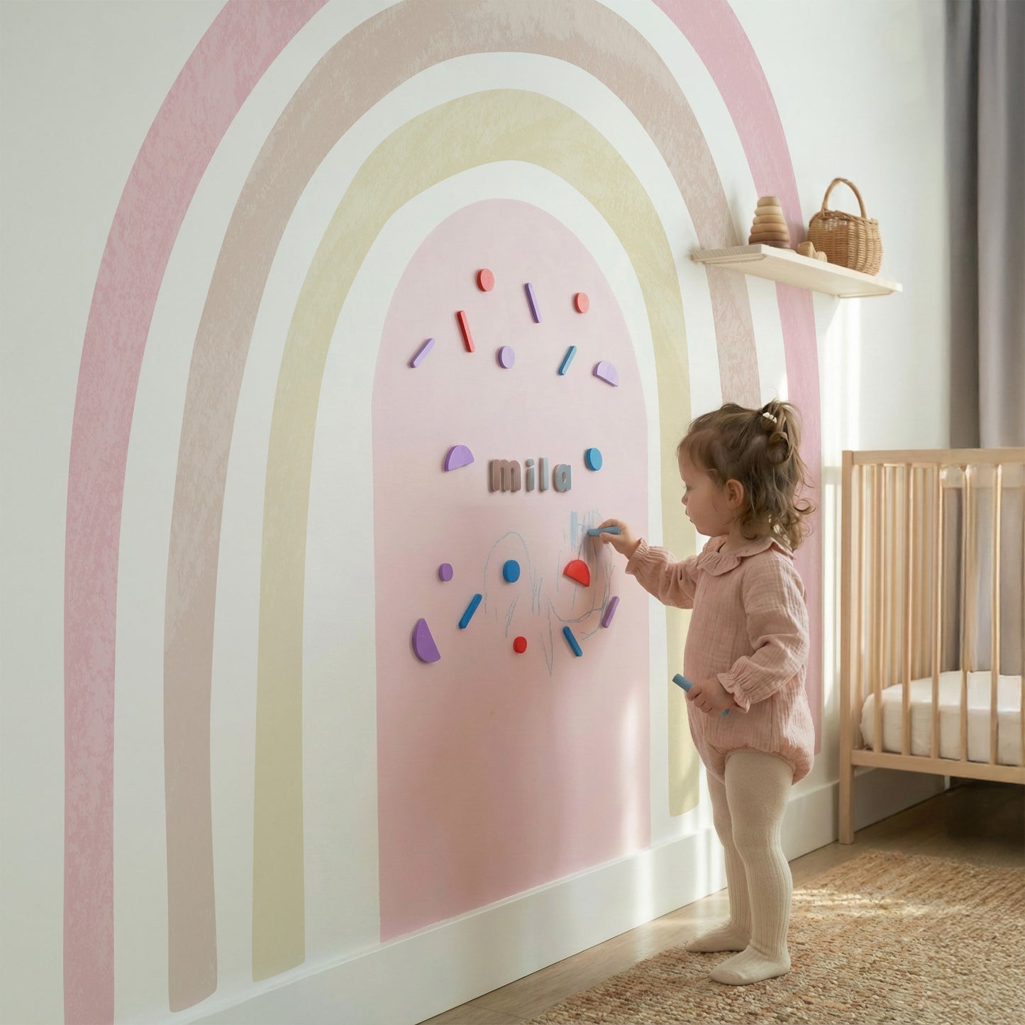 Soft Pink Rainbow Watercolor Magnetic Play Corner Sets