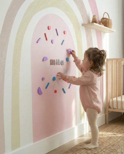 Soft Pink Rainbow Watercolor Magnetic Play Corner Sets