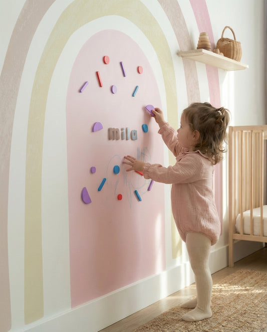 Soft Pink Rainbow Watercolor Magnetic Play Corner Sets